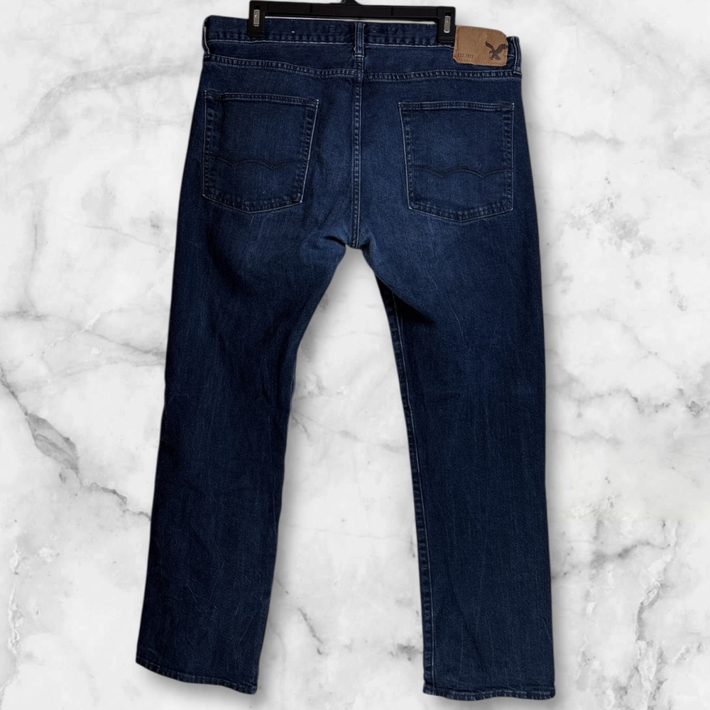 American Eagle Outfitters Men's Deep Indigo Slim Straight Jeans 36/30 - Picture 2 of 5